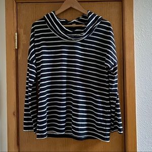 OLD NAVY • Black & White Striped Long Sleeve Funnel Neck Top - Size L